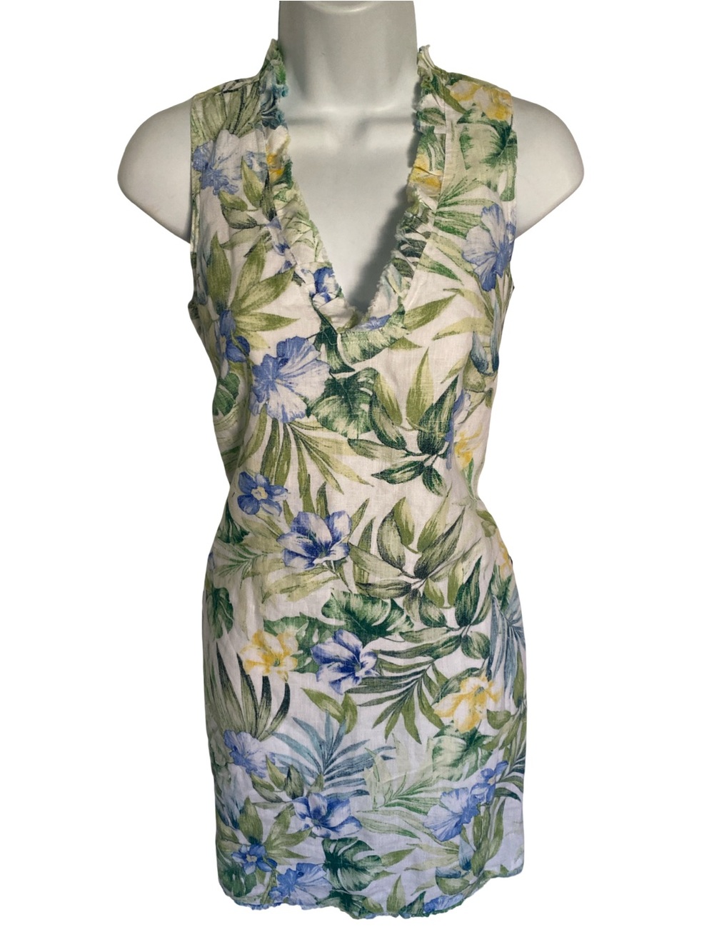 Tommy Bahama Dress White  with Yellow Trim and Green Accents - XXS